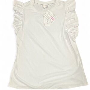 Lularoe Leeann White Ruffle Sleeve Top Size M NWTNW